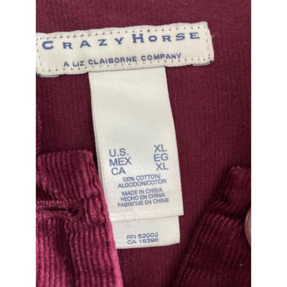 Crazy Horse Burgundy Maroon Lightweight Corduroy Button Jacket Sz XL - Picture 4 of 8